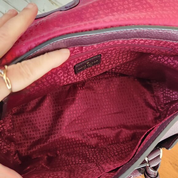 Like New Kate Spade Burgundy Leather Nicola Chester Handbag Satchel Purse - Picture 12 of 14